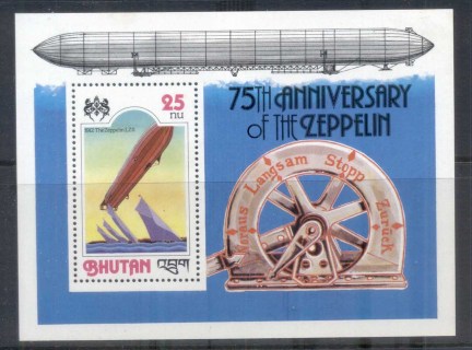 Bhutan-1978-Zeppelin-75th-Anniv-MS-MUH