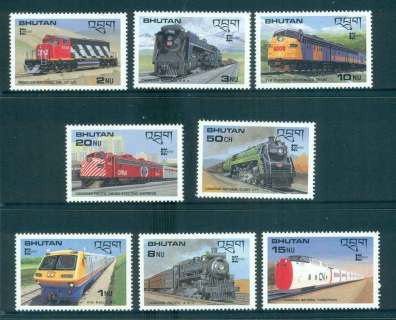 Bhutan-1987-CAPEX-Locomotives-trains-8-MUH-lot51880