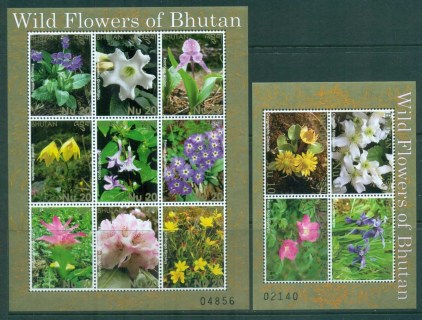 Bhutan-2014-Wild-Flowers-2x-MS-MUH-lot82993