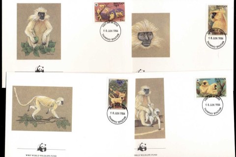 Bhutan-1984 WWF Golden Langur 4xFDC
