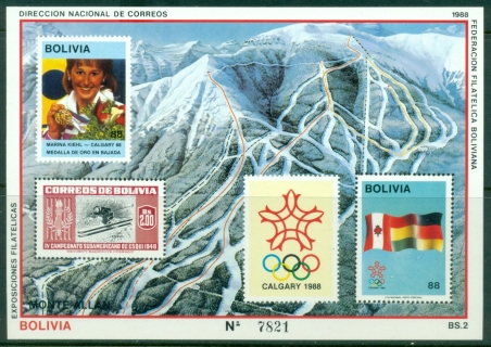 Bolivia-1988-Winter-Olympics-Calgary-Marina-Kiehl-Gold-Winner-MS-MUH