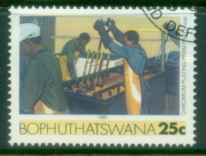 Bophuthatswana-1985-89-Pictorial-25c-Chromium-Plating-factory-FU