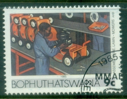 Bophuthatswana-1985-89-Pictorial-9c-Lawn-Mower-Assembly-Line-FU