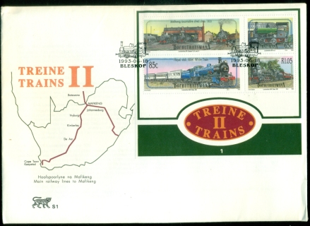 Bophuthatswana-1993-Trains-Locomotives-MS-FDC