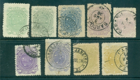 Brazil-1890-91-Asst-9-FU-lot36112