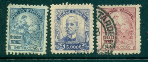 Brazil-1934-36-Types-of-1918-29-inscribed-Brasil-Correio-3-FU-lot36176