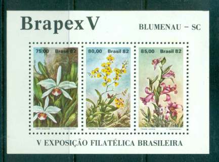 Brazil-1982-BRAPEX-V-Stam-Ex-jpg-Orchids-MS-MUH-Lot47079