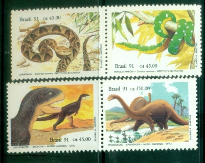 Brazil-1991-The-90th-Anniversary-of-the-Butantan-Institute-and-the-173rd-Anniversary-of-the-National-Museum-MUH