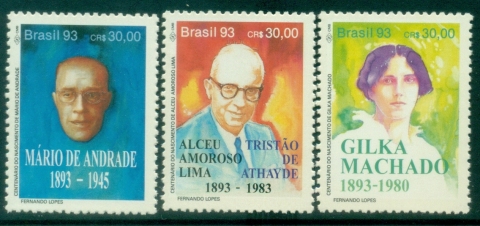 Brazil-1993-Book-Day-The-100th-Anniversaries-of-the-Birth-of-Writers-MUH