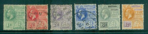 British-Guiana-1907-17-KGV-Asst-faults-FU-MH-lot79320