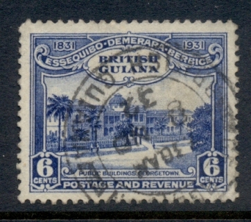 British-Guiana-1931-KGV-Pictorial-Georgetown-Public-Buildings-6c-FU