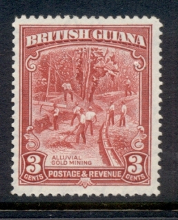 British-Guiana-1934-KGV-Pictorial-Gold-Mining-3c-P12-5-MUH