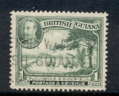 British-Guiana-1934-KGV-Pictorial-Plowing-Rice-Field-1c-FU