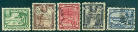 British-Guiana-1934-KGV-Pictorials-Asst-faults-FU-MH-lot79322