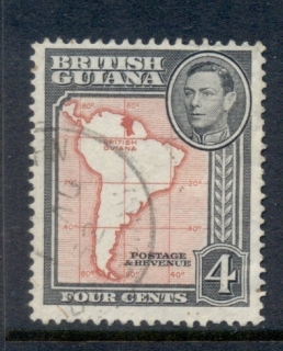 British-Guiana-1938-52-KGVI-Pictorials-Map-4c-Perf-12-5-FU