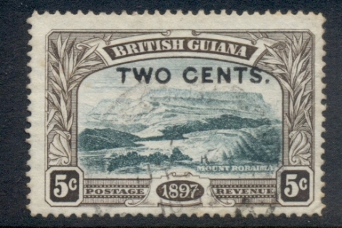 British-Guiana-1899-Mt-Roraiama-Surch-2c-on-5c-FU