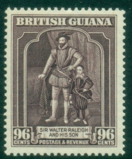 British-Guiana-1938-52-KGVI-Pictorial-96c-Sir-Walter-Raleigh-Perf-12½x13½-MLH
