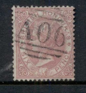 British-Honduras-1866-6d-rose-QV-Portrait-No-Wmk-FU