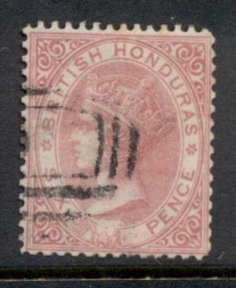 British-Honduras-1877-79-6d-rose-QV-Portrait-Wmk-Crown-CC-FU