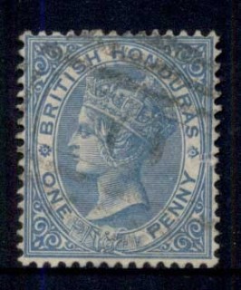 British-Honduras-1882-87-1d-blue-QV-Portrait-Wmk-Crown-CA-FU