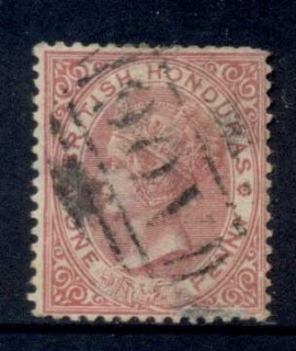 British-Honduras-1882-87-1d-rose-QV-Portrait-Wmk-Crown-CA-FU