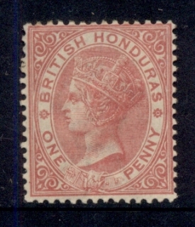 British-Honduras-1882-87-1d-rose-QV-Portrait-Wmk-Crown-CA-MHH