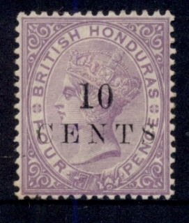 British-Honduras-1888-10c-on-4d-violet-QV-Portrait-Wmk-Crown-CC-MHH