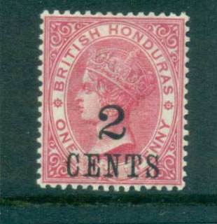 British-Honduras-1888-2-cents-on-1d-rose-MLH-lot62156