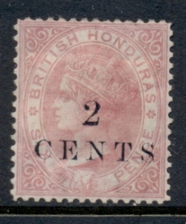 British-Honduras-1888-2c-on-6d-rose-QV-Portrait-Wmk-Crown-CC-MHH