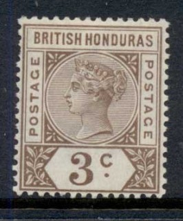 British-Honduras-1891-98-3c-brown-QV-Portrait-Wmk-Crown-CA-MLH