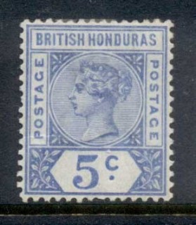 British-Honduras-1891-98-5c-ultramarine-QV-Portrait-Wmk-Crown-CA-MLH