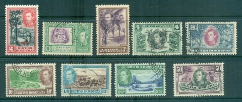 British-Honduras-1938-KGVI-Pictorials-Asst-50c-faulty-MH-FU