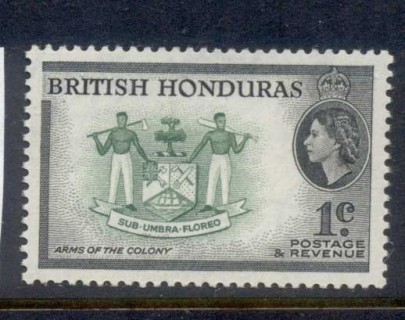 British-Honduras-1953-57-QEII-Pictorials-Arms-1c-MUH