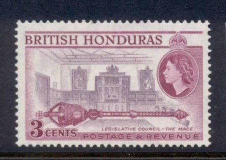 British-Honduras-1953-57-QEII-Pictorials-Legislative-Council-Mace-3c-Perf-13-5-MUH