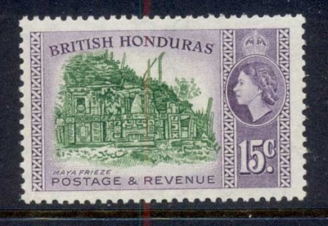 British-Honduras-1953-57-QEII-Pictorials-Mayan-Frieze-15c-MUH