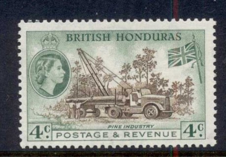 British-Honduras-1953-57-QEII-Pictorials-Pine-Industry-4c-MUH