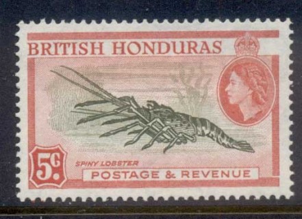 British-Honduras-1953-57-QEII-Pictorials-Spiny-Lobster-5c-Perf-13-5-MUH