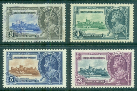 British-Honduras-1935-Silver-Jubilee-3c-faulty-MLH-FU