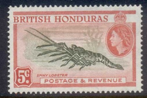 British-Honduras-1953-57-QEII-Pictorials-Spiny-Lobster-5c-Perf-13-5-MUH