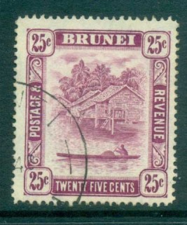 Brunei-1947-51-Scene-on-Brunei-River-25c-Perf-14-pr-FU-lot82324