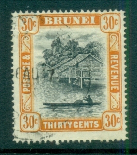 Brunei-1947-51-Scene-on-Brunei-River-30c-Perf-14-pr-FU-lot82326