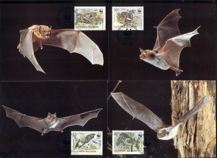 Bulgaria 1989 WWF Bats 4xMaxicard