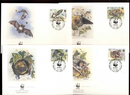 Bulgaria 1989 WWF Bats 4xFDC