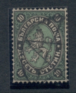 Bulgaria-1881-Lion-of-Bulgaria-10s-Black-Green-FU