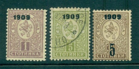 Bulgaria-1909-Lion-type-Opt-MH-FU-lot31192