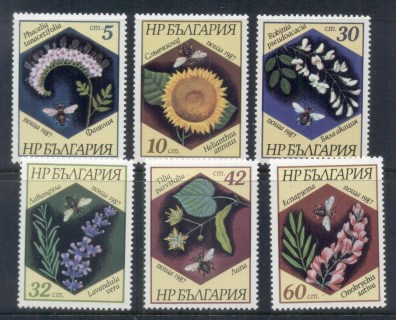 Bulgaria-1987-Bees-Flowers-MUH