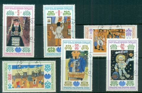 Bulgaria-1988-Childrens-Drawings-CTO