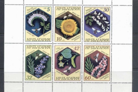 Bulgaria-1987-Bees-Flowers-MS-MUH