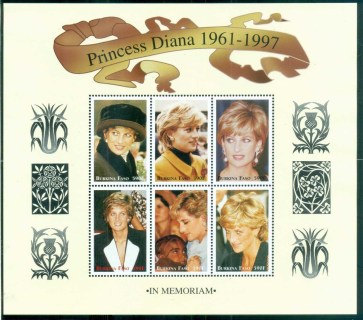 Burkina-Faso-1998 Princess Diana in Memoriam, Never to be Forgotten MS