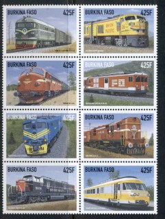 Burkina-Faso-1998-Trains-Blk8-MUH